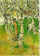 Carl Larsson ulf en naken pojke mellan bjorkstammar-ulf badar pa bullerholmen Spain oil painting artist